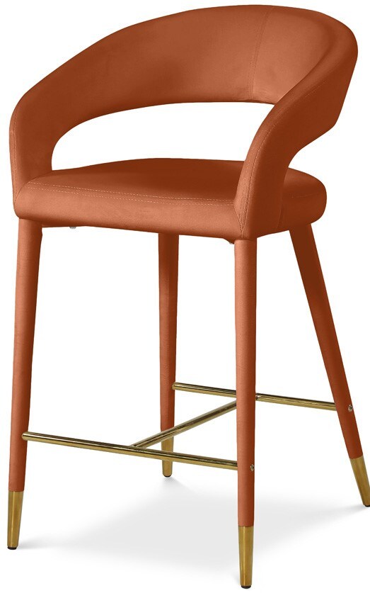 Meridian Furniture - Destiny Cognac Velvet Stool - 540Cognac-C veiw 1