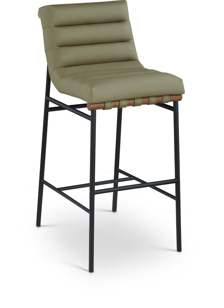 Meridian Furniture - Burke Olive Green Vegan Leather Bar Stool - 800Olive-C veiw 1