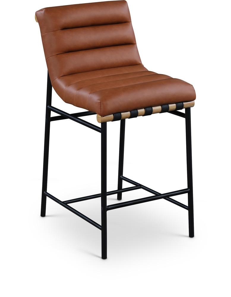 Meridian Furniture - Burke Cognac Vegan Leather Counter Stool - 857Cognac-C veiw 1