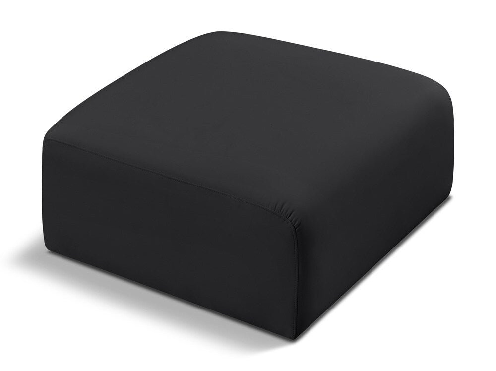 Meridian Furniture - Arc Black Vegan Leather Ottoman - 101Black-Ott veiw 1