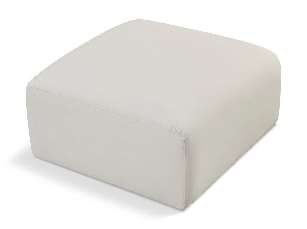 Meridian Furniture - Arc Cream Vegan Leather Ottoman - 101Cream-Ott veiw 1