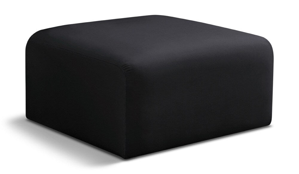 Meridian Furniture - Arc Black Velvet Ottoman - 103Black-Ott veiw 1