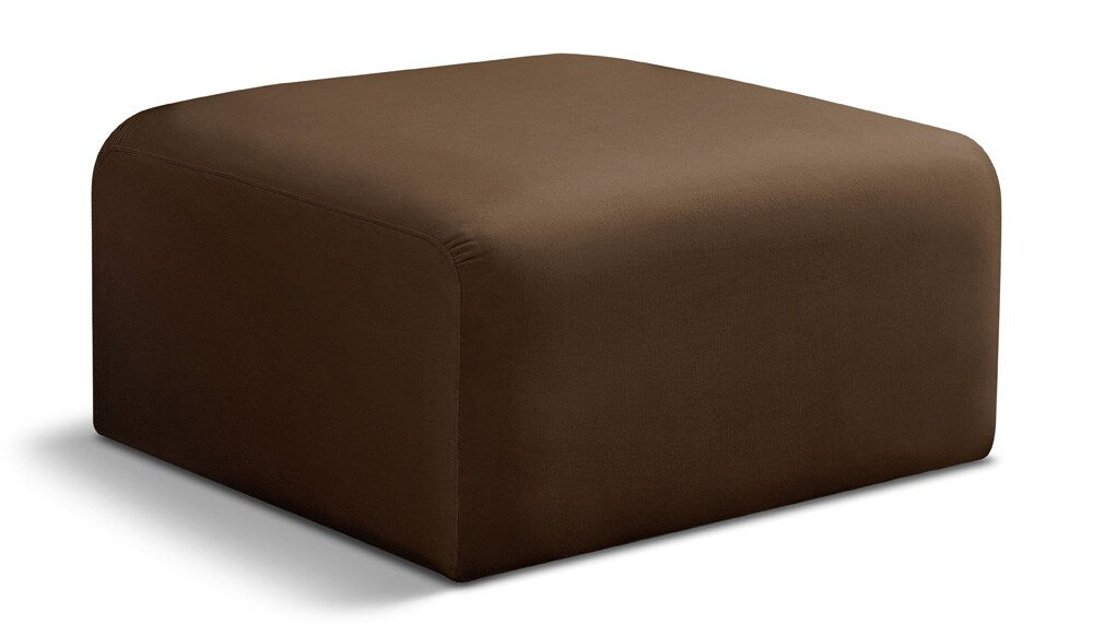 Meridian Furniture - Arc Brown Velvet Ottoman - 103Brown-Ott veiw 1