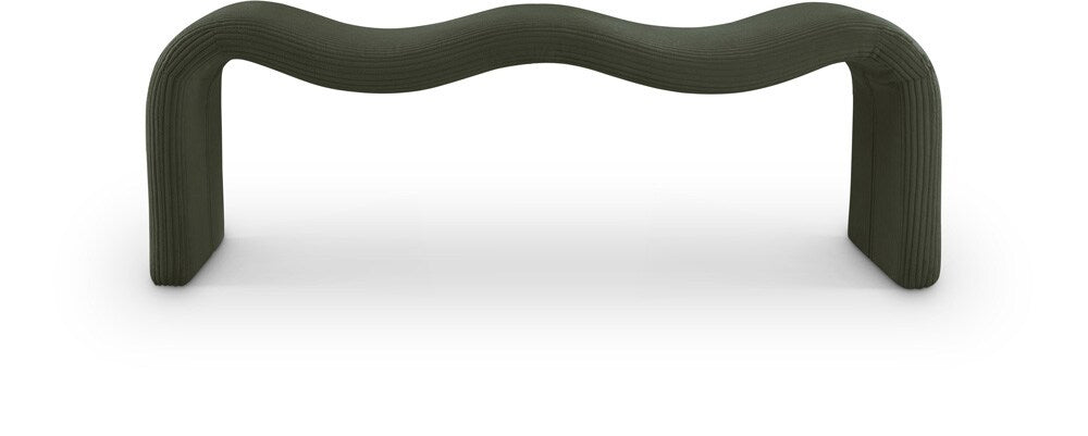 Meridian Furniture - Willow Green Corduroy Fabric Bench - 22097Green veiw 1