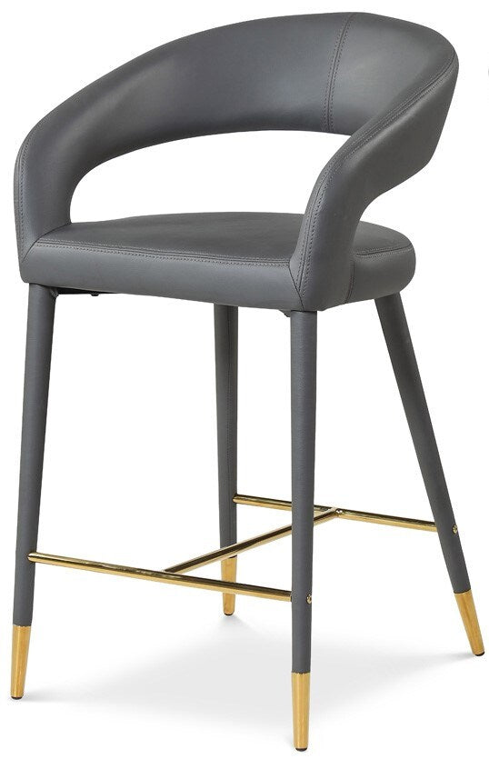 Meridian Furniture - Destiny Grey Vegan Leather Stool - 541Grey-C veiw 1