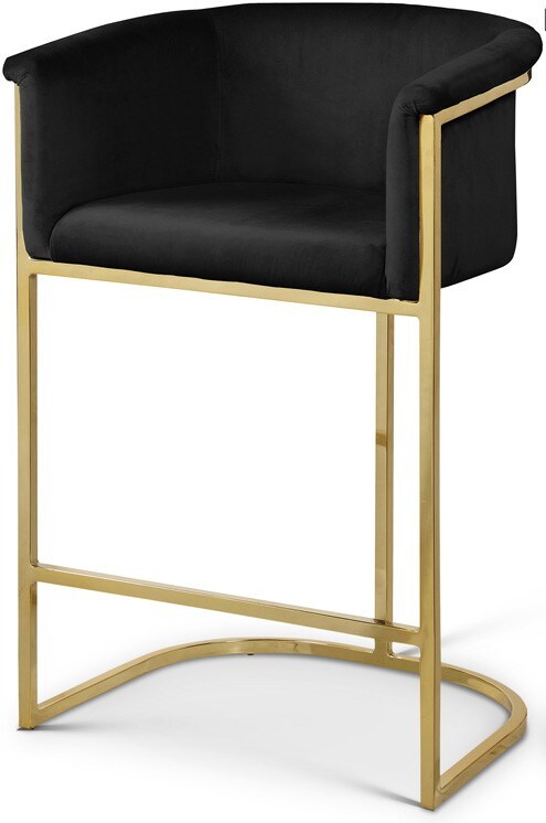 Meridian Furniture - Donatella Black Velvet Stool - 700Black-C veiw 1