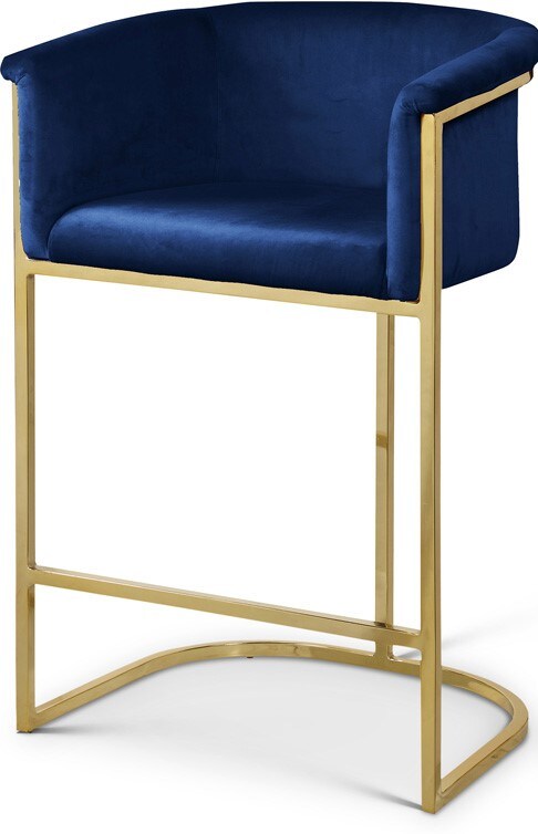 Meridian Furniture - Donatella Navy Velvet Stool - 700Navy-C veiw 1