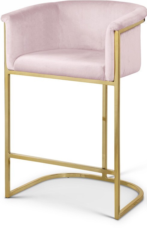 Meridian Furniture - Donatella Pink Velvet Stool - 700Pink-C veiw 1