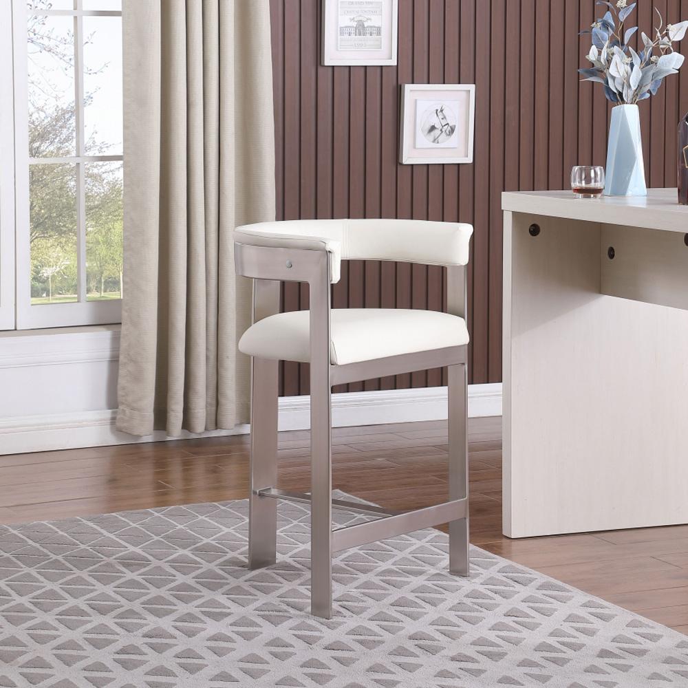 Meridian Furniture - Romeo Cream Vegan Leather Counter Stool (Set of 2) - 738Cream-C veiw 6