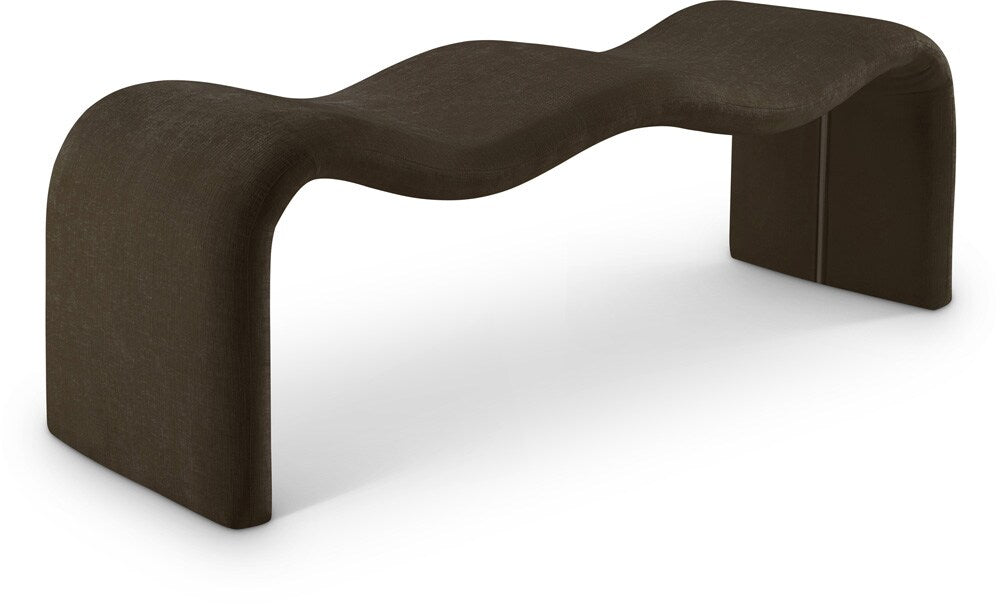 Meridian Furniture - Willow Brown Chenille Fabric Bench - 22098Brown veiw 1