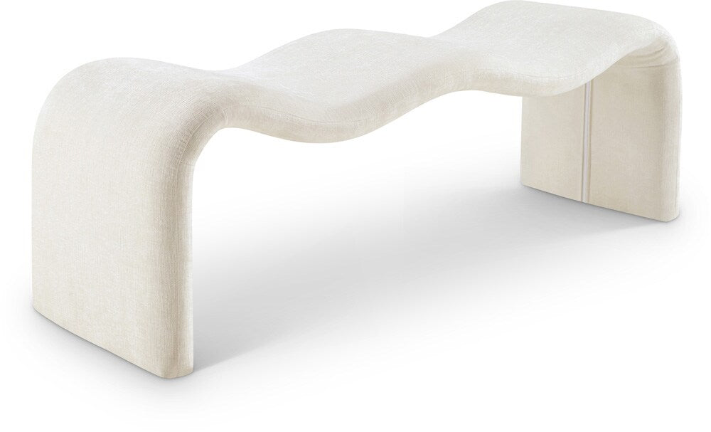 Meridian Furniture - Willow Cream Chenille Fabric Bench - 22098Cream veiw 1