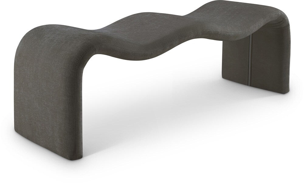 Meridian Furniture - Willow Grey Chenille Fabric Bench - 22098Grey veiw 1
