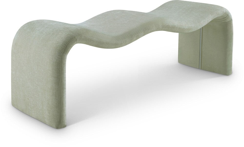 Meridian Furniture - Willow Mint Chenille Fabric Bench - 22098Mint veiw 1