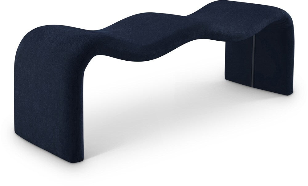 Meridian Furniture - Willow Navy Chenille Fabric Bench - 22098Navy veiw 1