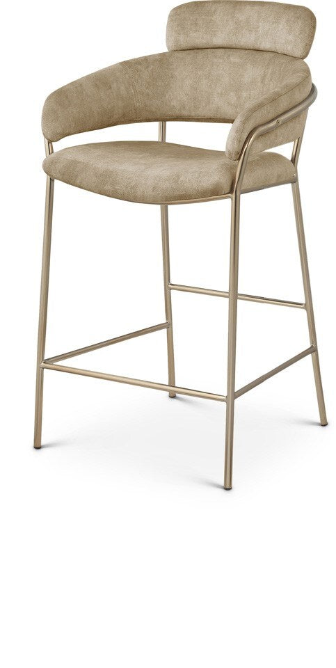 Meridian Furniture - Yara Beige Velvet Counter Stool - 550Beige-C veiw 1