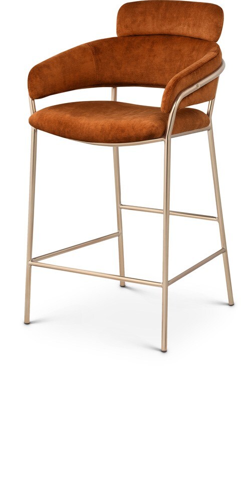 Meridian Furniture - Yara Cognac Velvet Counter Stool - 550Cognac-C veiw 1