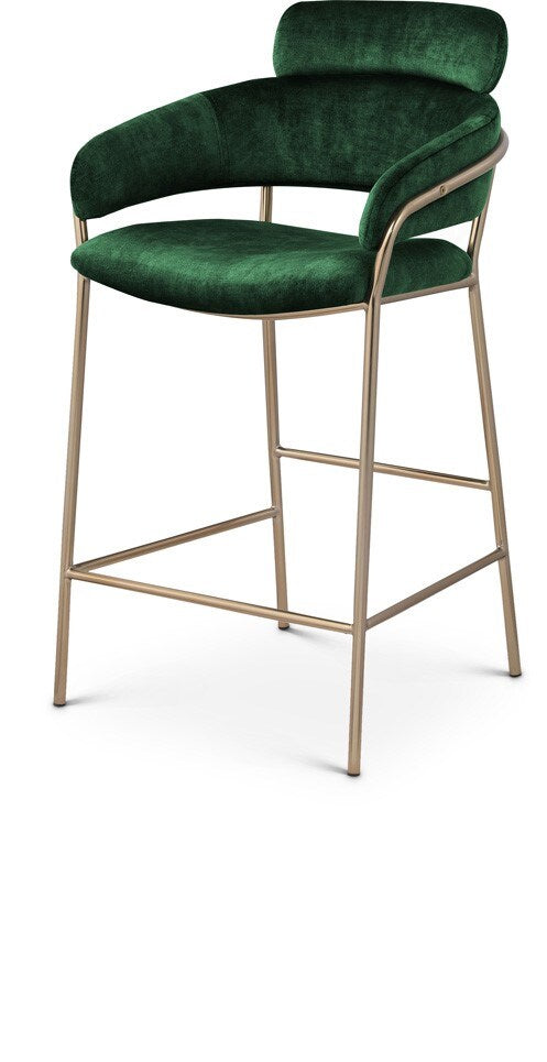 Meridian Furniture - Yara Green Velvet Counter Stool - 550Green-C veiw 1