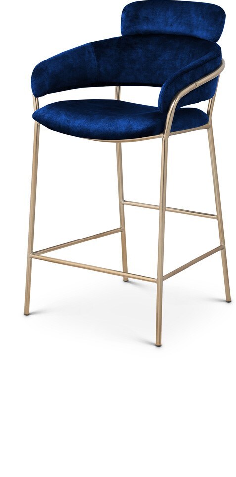 Meridian Furniture - Yara Navy Velvet Counter Stool - 550Navy-C veiw 1