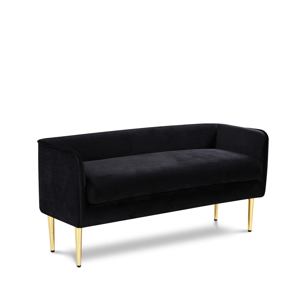 Meridian Furniture - Audrey Black Velvet Bench - 184Black veiw 1