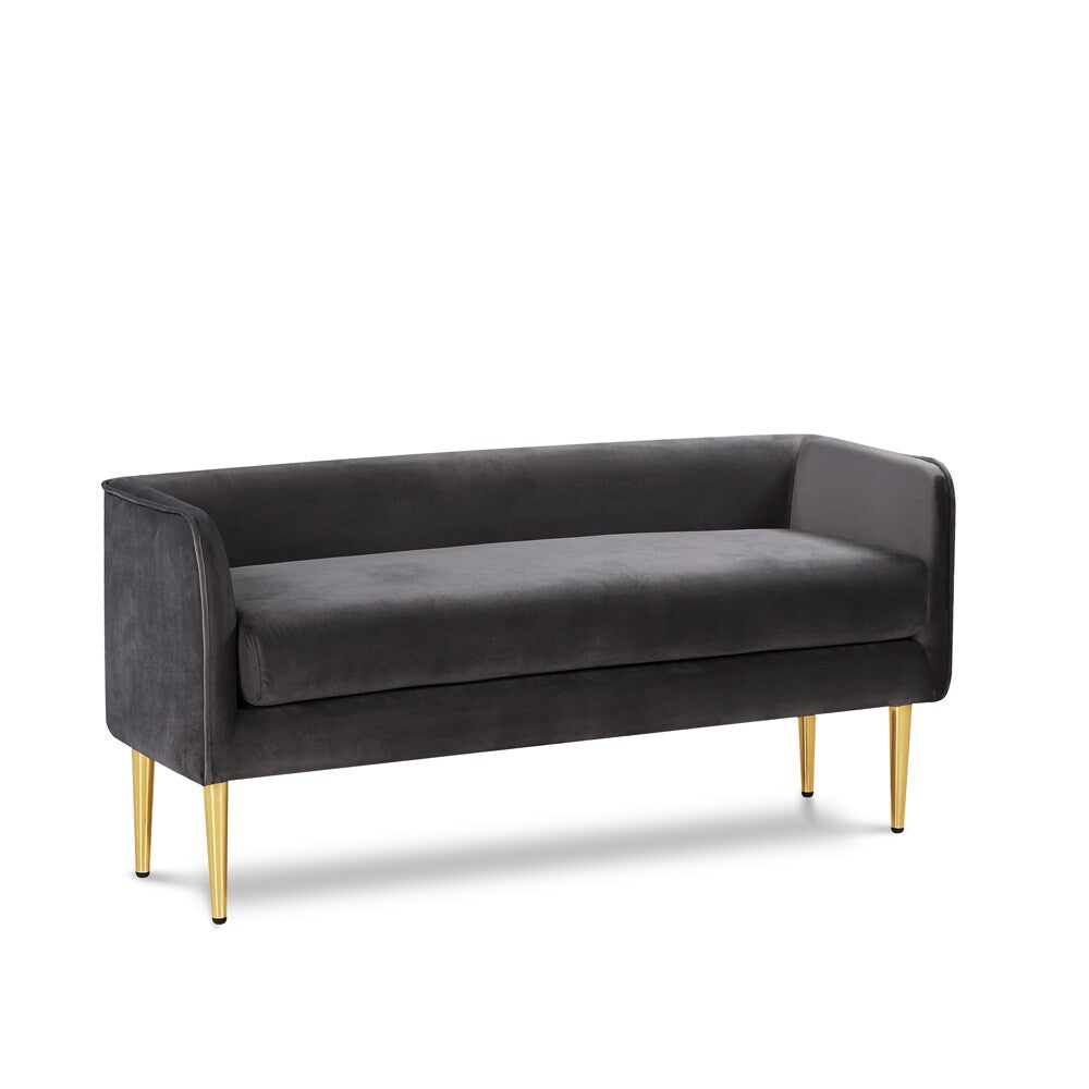 Meridian Furniture - Audrey Grey Velvet Bench - 184Grey veiw 1