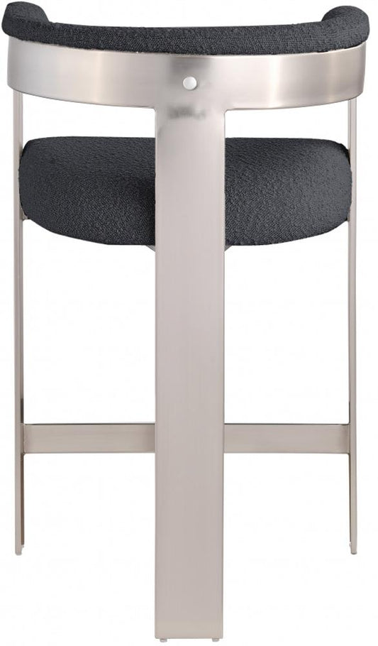 Meridian Furniture - Romeo Black Boucle Fabric Counter Stool (Set of 2) - 739Black-C veiw 2
