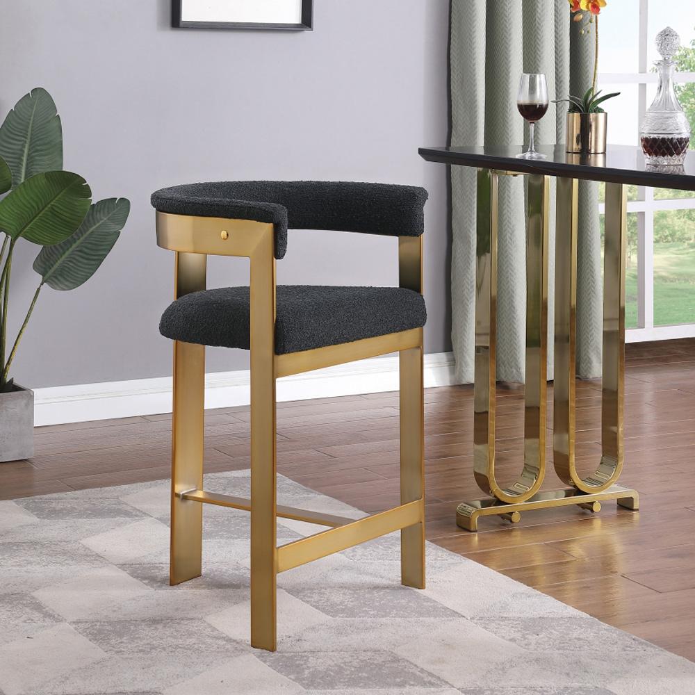 Meridian Furniture - Romeo Black Boucle Fabric Counter Stool (Set of 2) - 876Black-C veiw 7