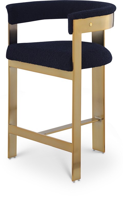 Meridian Furniture - Romeo Navy Boucle Fabric Counter Stool (Set of 2) - 876Navy-C veiw 1