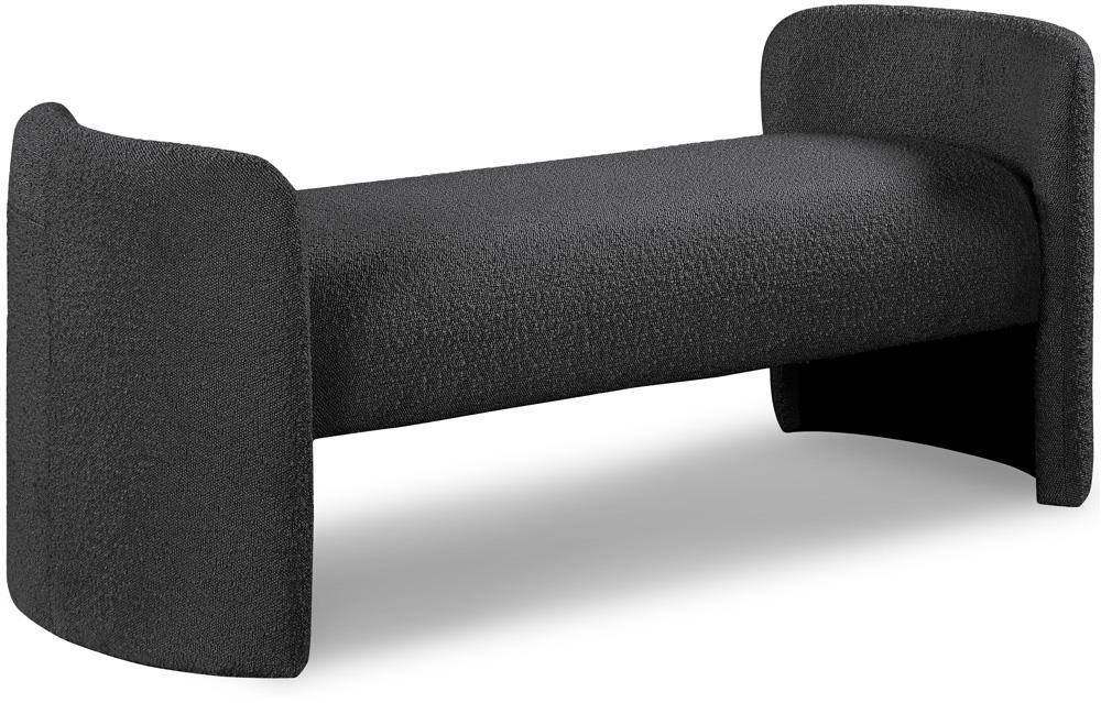 Meridian Furniture - Peyton Black Boucle Fabric Bench - 117Black veiw 1