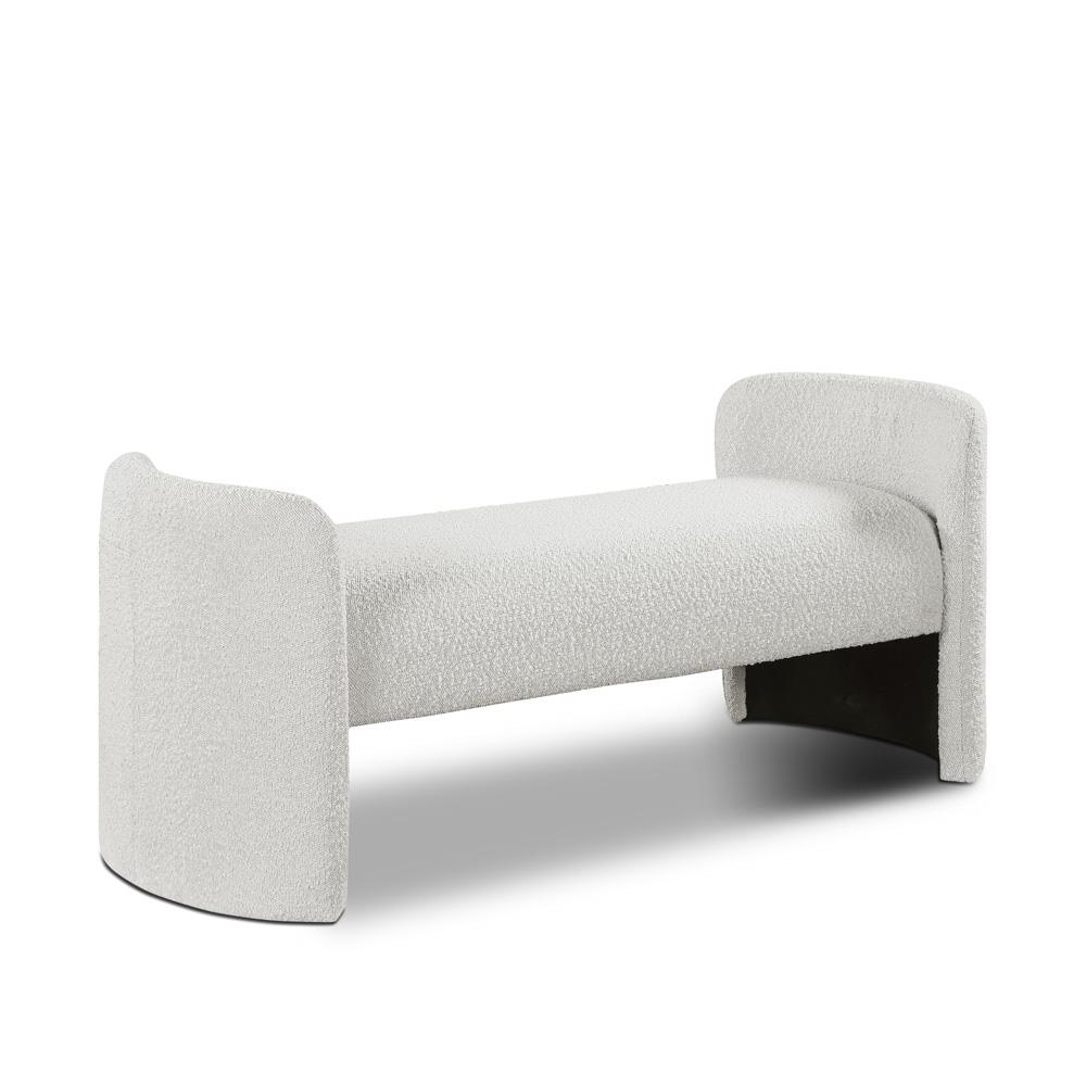 Meridian Furniture - Peyton Cream Boucle Fabric Bench - 117Cream veiw 1