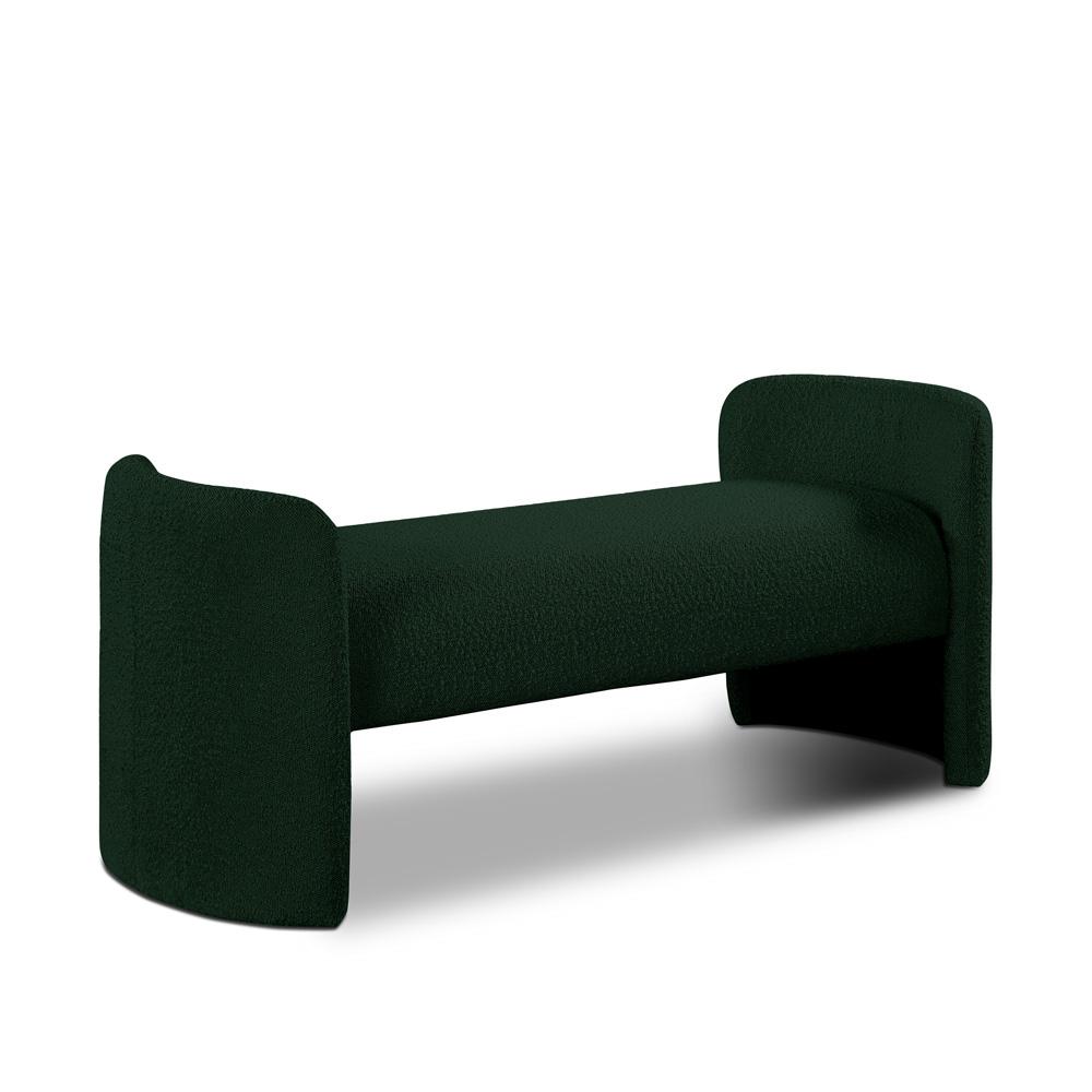 Meridian Furniture - Peyton Green Boucle Fabric Bench - 117Green veiw 1
