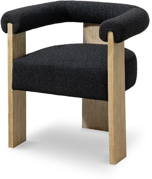 Meridian Furniture - Barrel Black Boucle Fabric Dining Chair - 566Black-C veiw 1