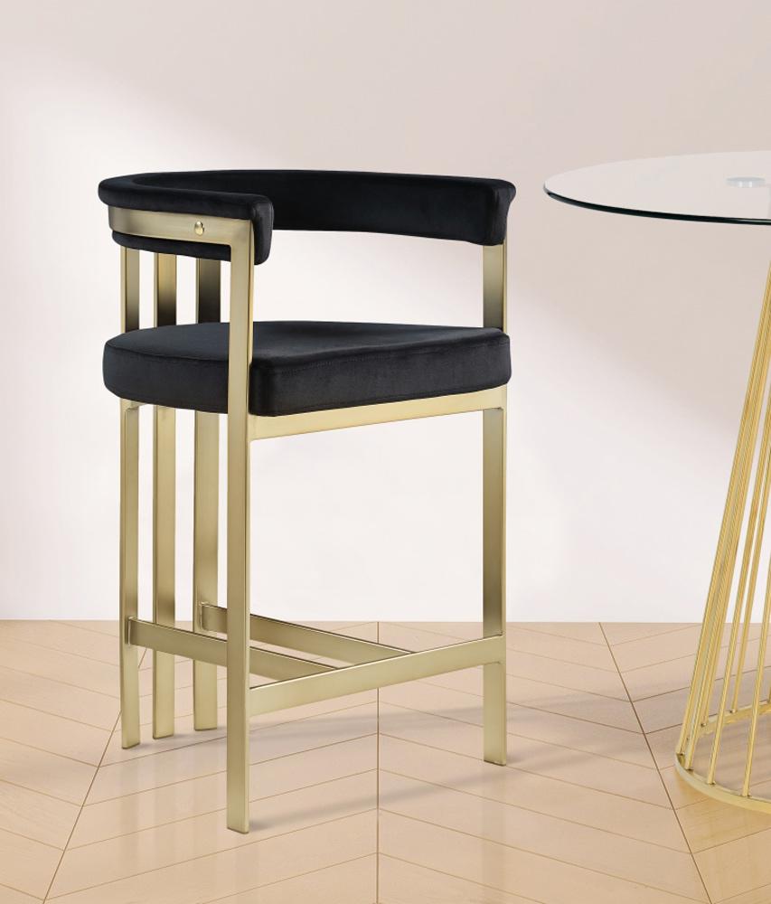 Meridian Furniture - Marcello Black Velvet Counter Stool (Set of 2) - 596Black-C veiw 6