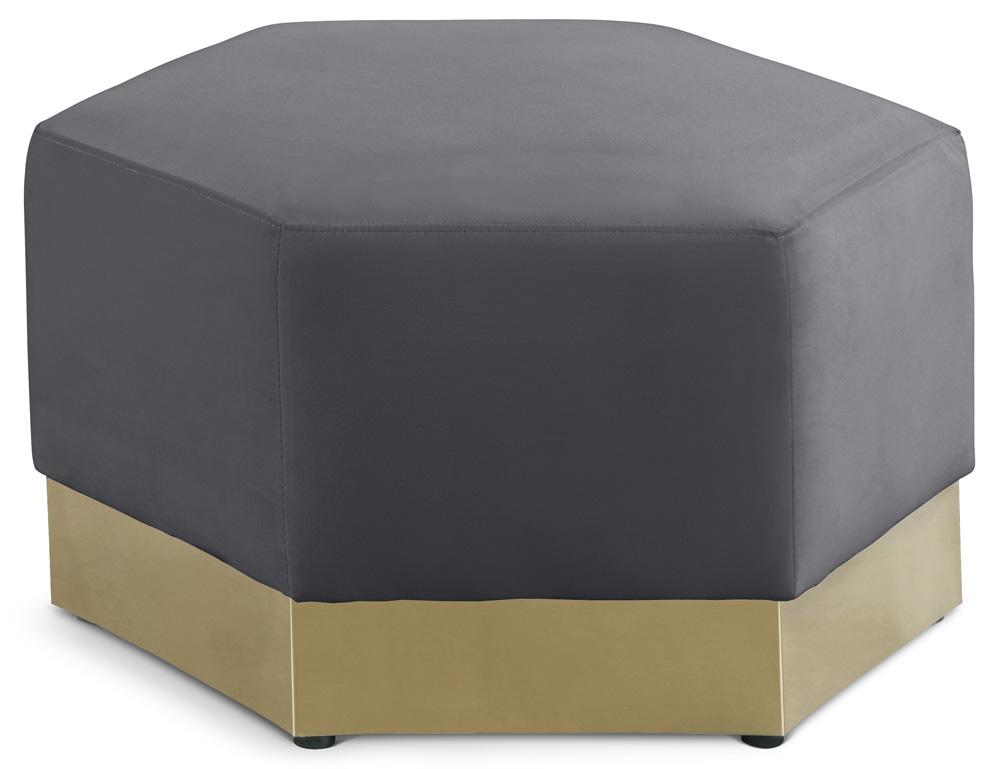 Meridian Furniture - Marquis Grey Velvet Ottoman - 600Grey-Ott veiw 1