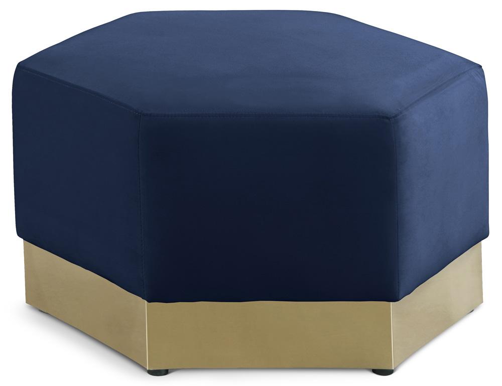 Meridian Furniture - Marquis Navy Velvet Ottoman - 600Navy-Ott veiw 1