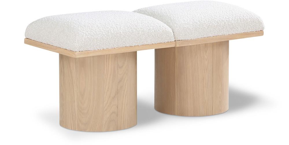 Meridian Furniture - Pavilion Cream Boucle Fabric Bench - 2Pc - 465Cream-2A veiw 1