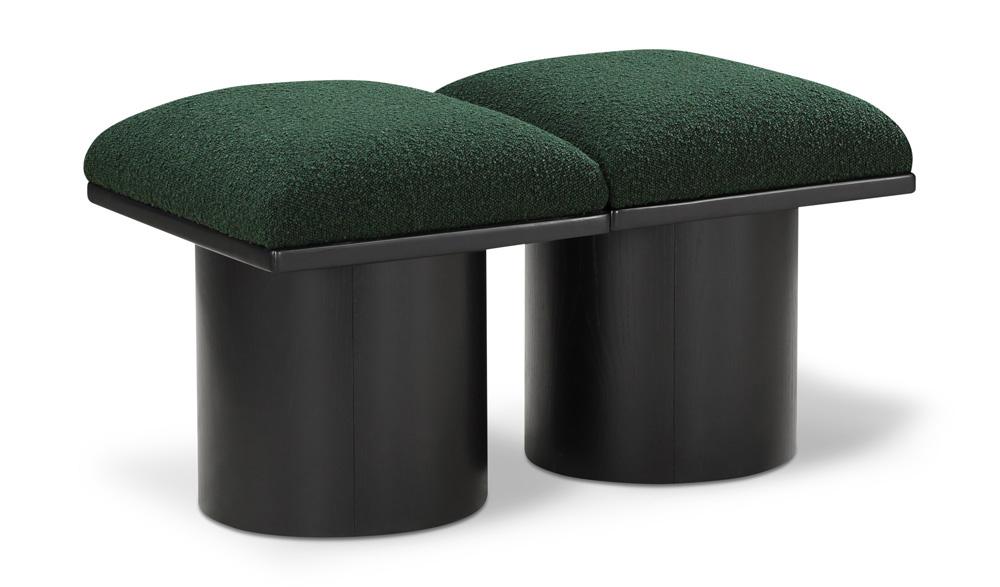 Meridian Furniture - Pavilion Green Boucle Fabric Bench - 2Pc - 466Green-2B veiw 1
