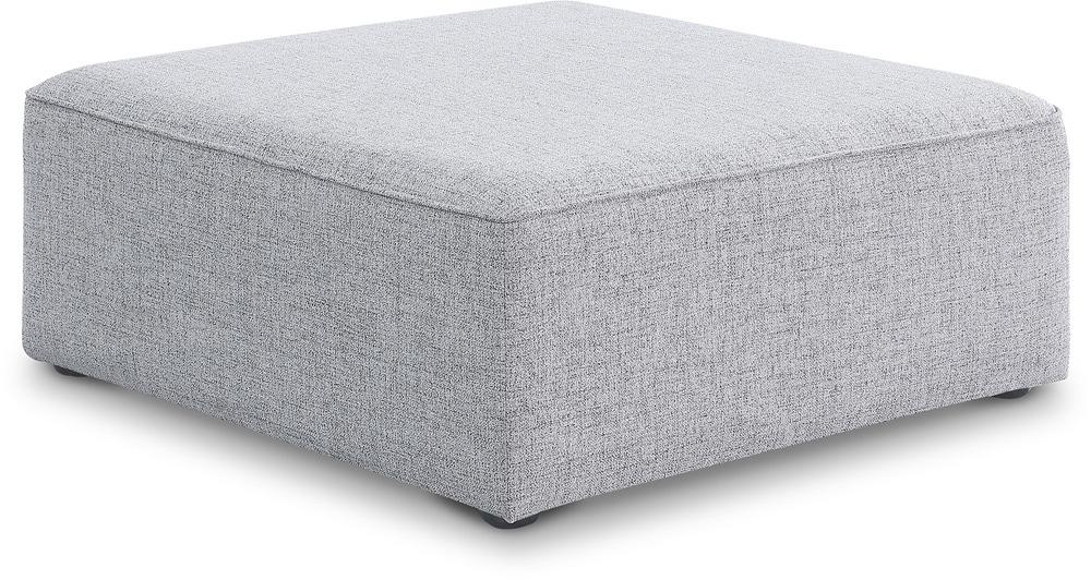 Meridian Furniture - Cube Grey Durable Linen Textured Ottoman - 630Grey-Ott veiw 1