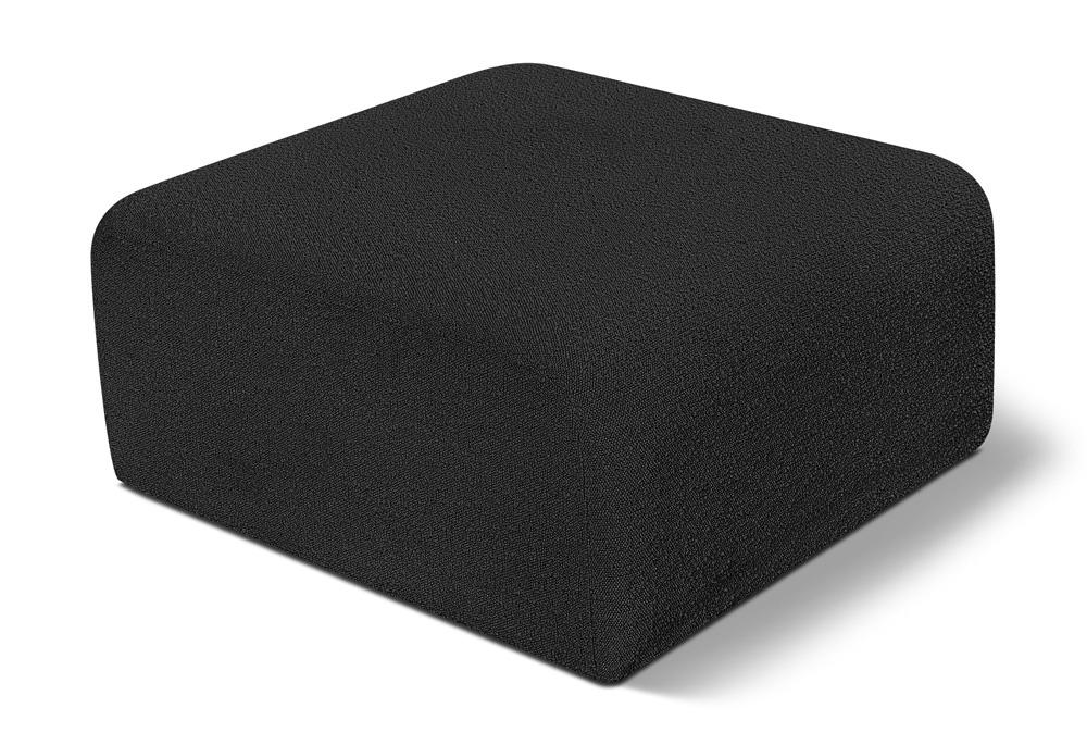 Meridian Furniture - Arc Black Boucle Fabric Ottoman - 102Black-Ott veiw 1
