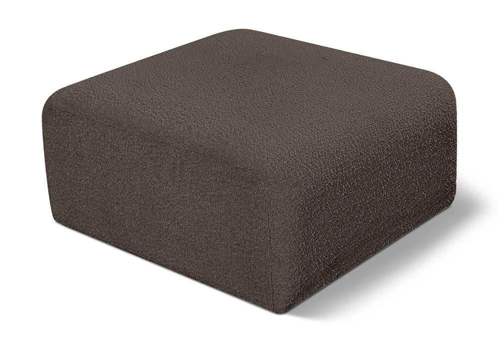 Meridian Furniture - Arc Brown Boucle Fabric Ottoman - 102Brown-Ott veiw 1
