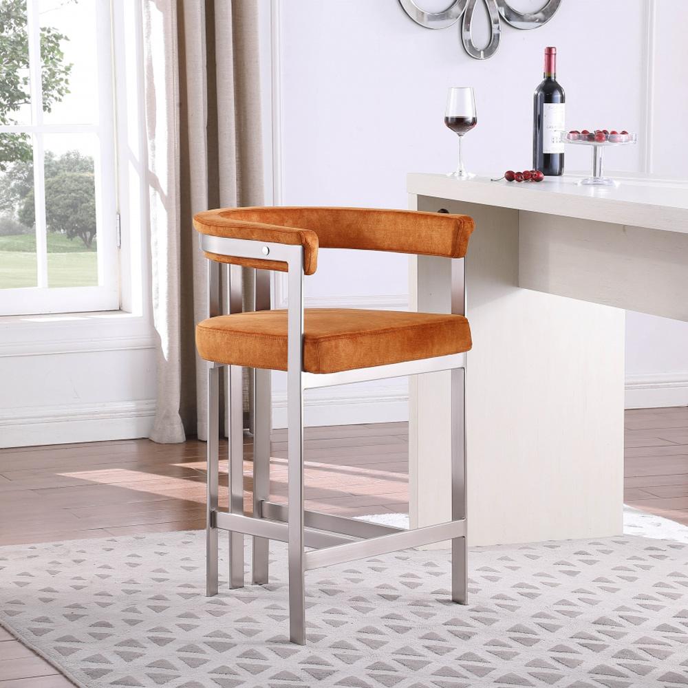 Meridian Furniture - Marcello Cognac Velvet Counter Stool (Set of 2) - 939Cognac-C veiw 6