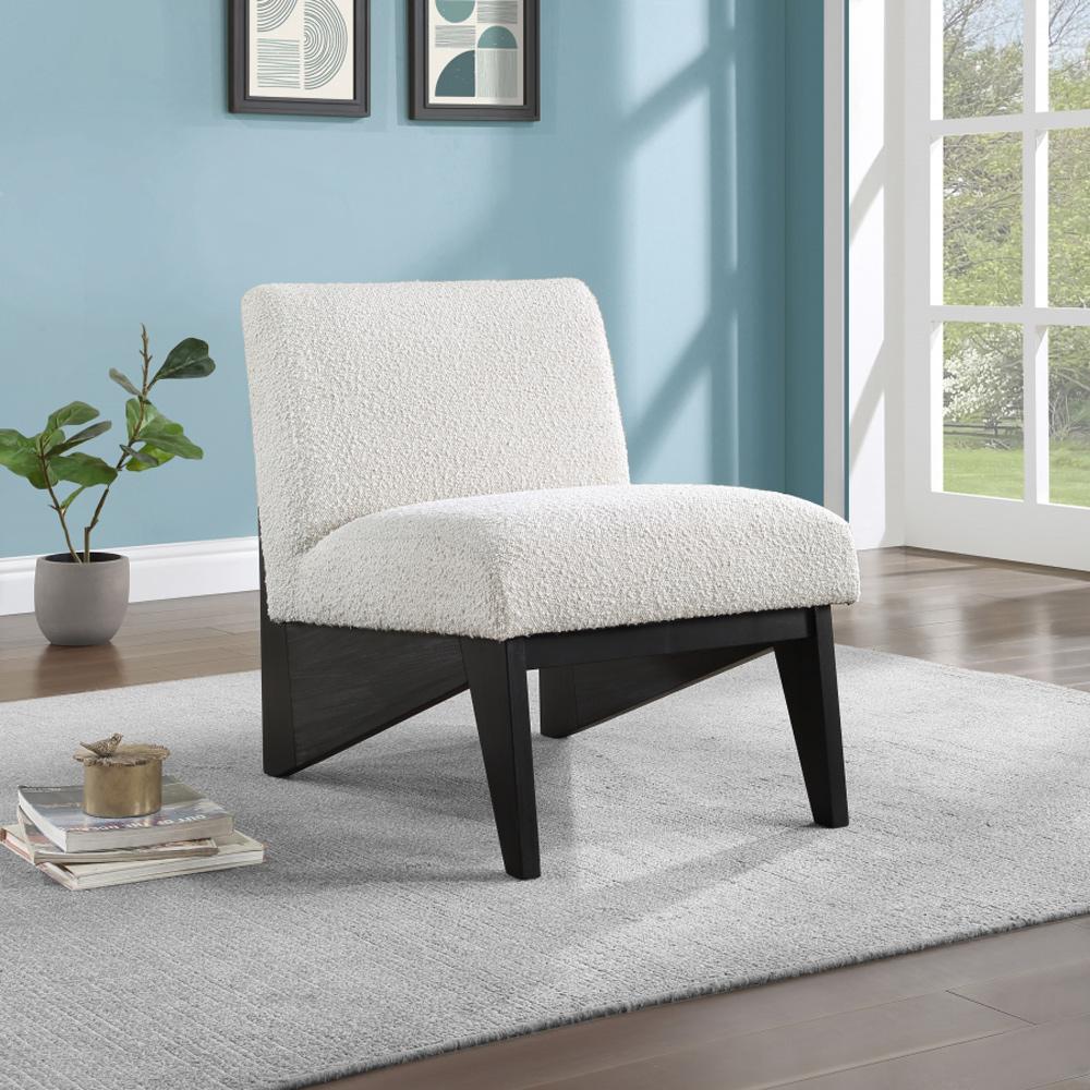 Meridian Furniture - Chapman Cream Boucle Fabric Accent Chair - 460Black veiw 5