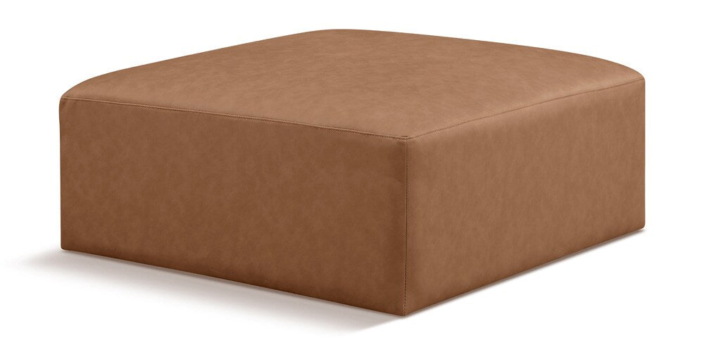 Meridian Furniture - Cube Brown Vegan Leather Ottoman - 668Brown-Ott veiw 1