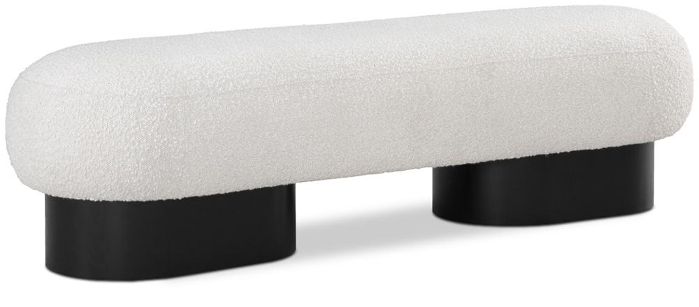 Meridian Furniture - Robertson Cream Boucle Fabric Bench - 22002Cream veiw 1