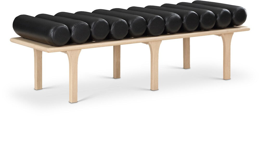 Meridian Furniture - Landon Black Vegan Leather Bench - 22007Black veiw 1