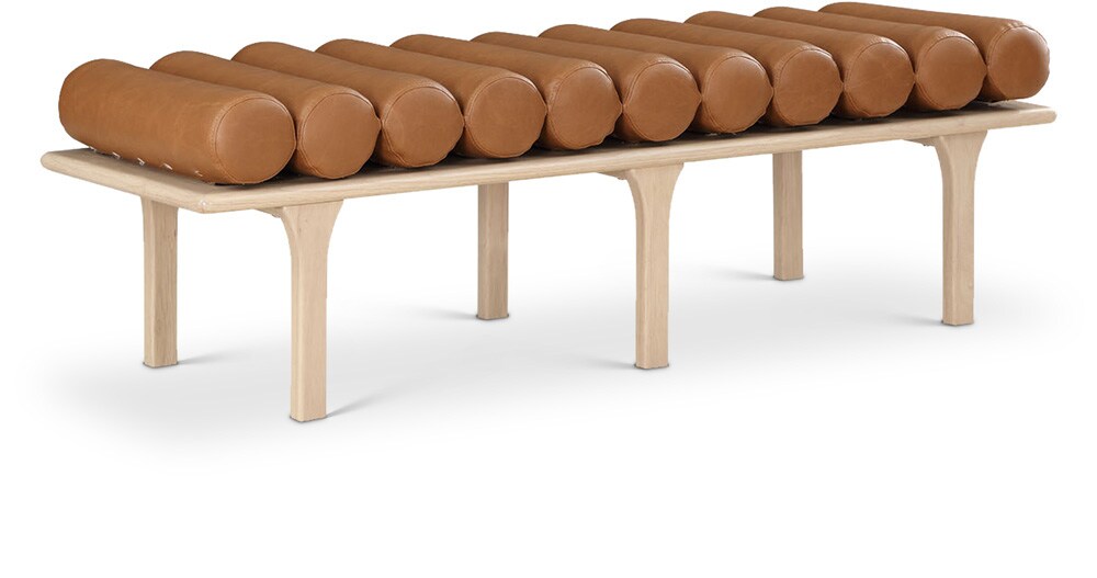 Meridian Furniture - Landon Cognac Vegan Leather Bench - 22007Cognac veiw 1