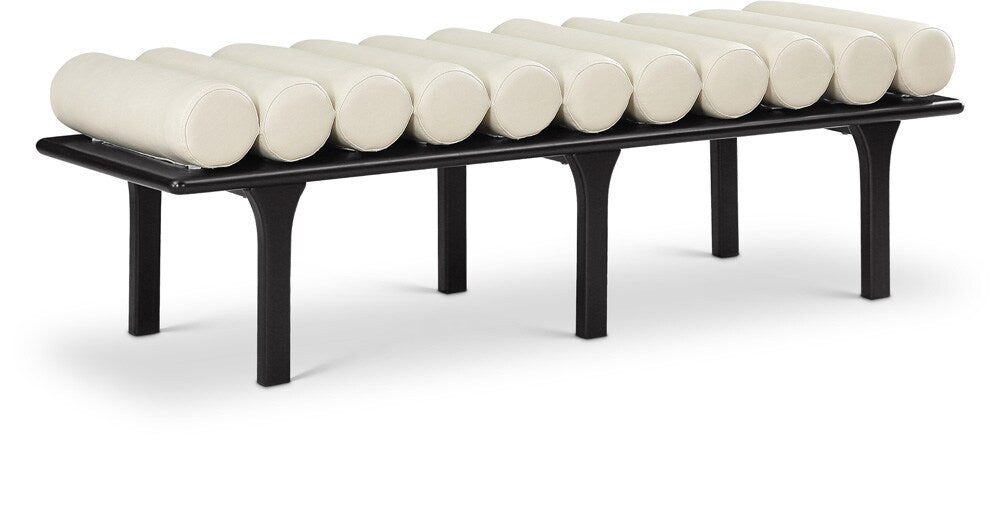 Meridian Furniture - Landon Cream Vegan Leather Bench - 22008Cream veiw 1