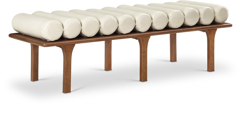 Meridian Furniture - Landon Cream Vegan Leather Bench - 22009Cream veiw 1