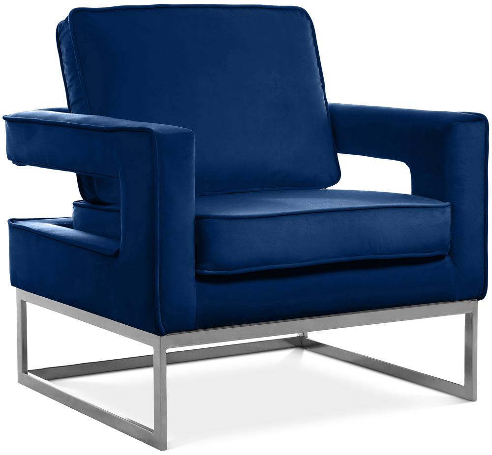 Meridian Furniture - Noah Navy Velvet Accent Chair - 510Navy veiw 1