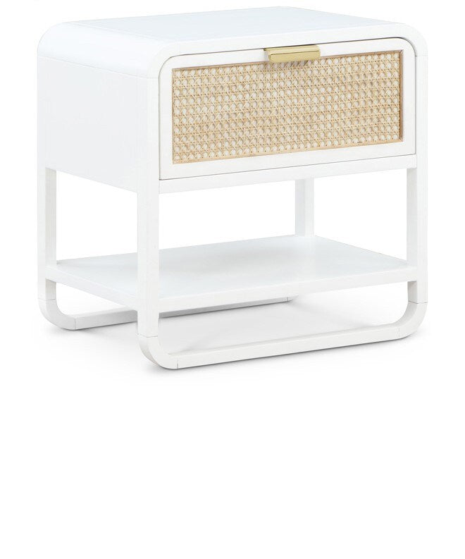 Meridian Furniture - Sage White Wood Veneer Night Stand - 873White-NS veiw 1