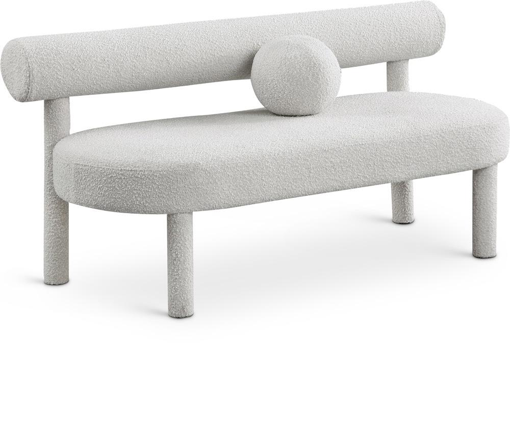 Meridian Furniture - Parlor Cream Boucle Fabric Bench - 474Cream veiw 1